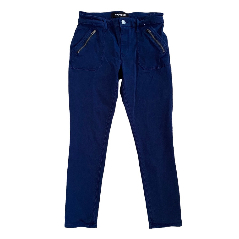 Express Jeans Women's Navy Blue Ankle Leggings Size 6 Mid Rise - Stretch